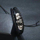 Skull Beaded Bracelet Men's Cowhide