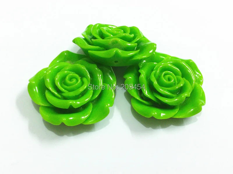42MM Green Resin Flower Beads 50pcs/lot