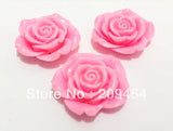 50pcs 42MM Pink Flower Beads Resin Rose with Back Hole