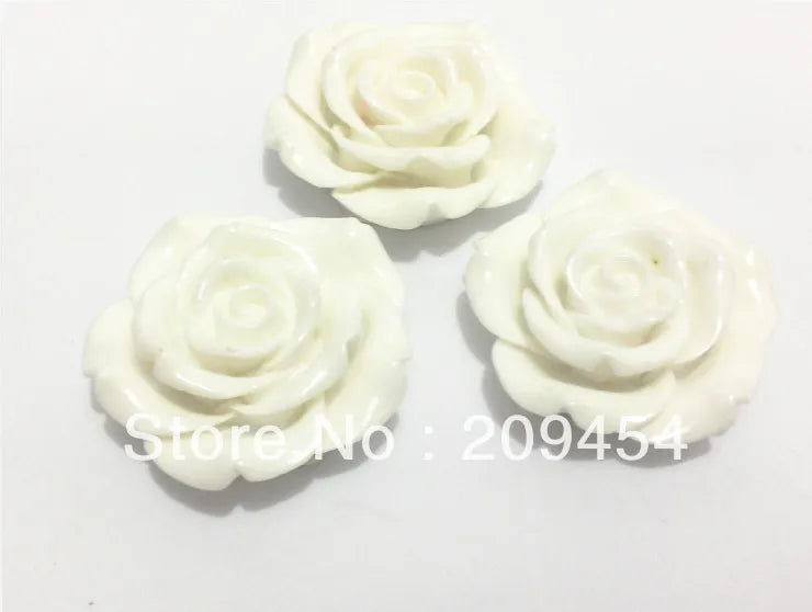 42MM Flower Beads 50pcs Resin Rose with Back Hole