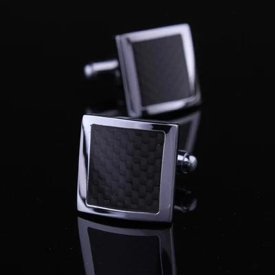 Classic Men Cuff links Square Bamboo Fiber CuffLinks