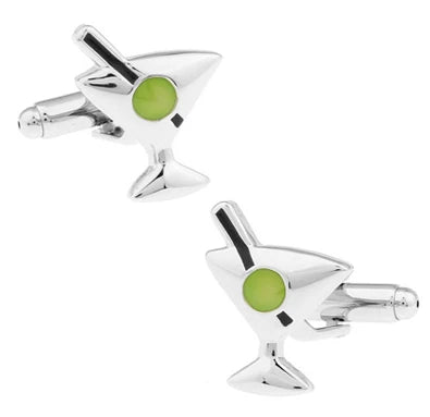 Green Cocktail CuffLinks Copper Material Men's Jewelry