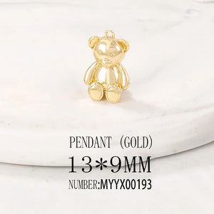 Brass Plated Bear Charms Pendant Necklace Bracelet Earring Diy Jewelry Making