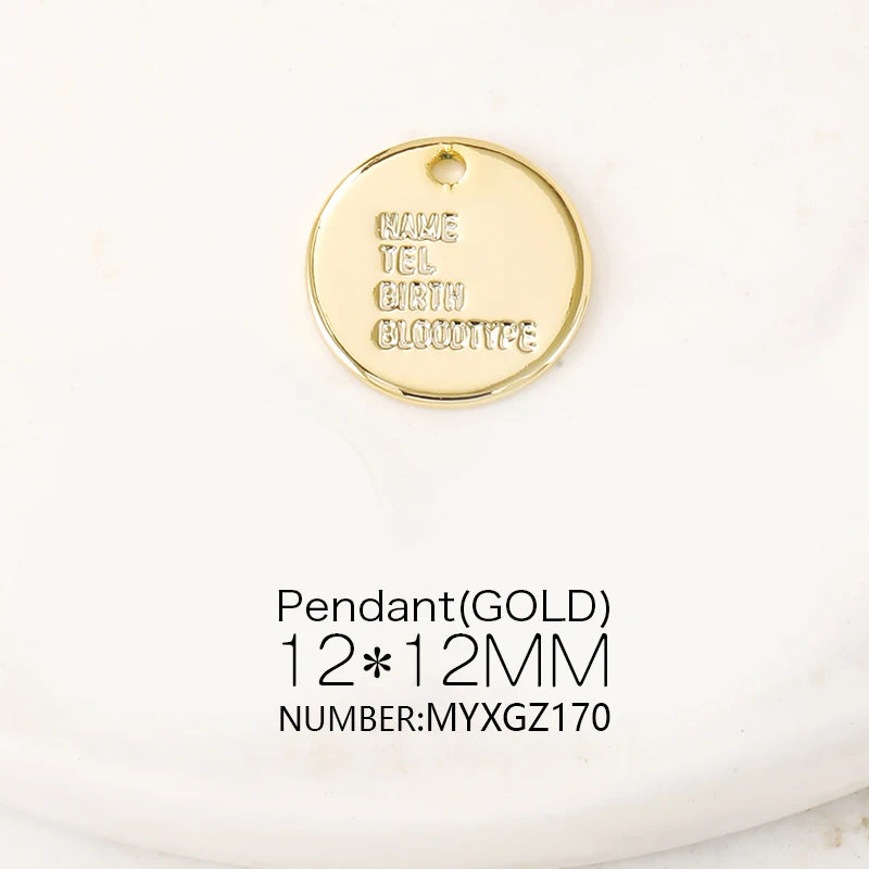 Brass Plated Round Charms Pendants for DIY Jewelry