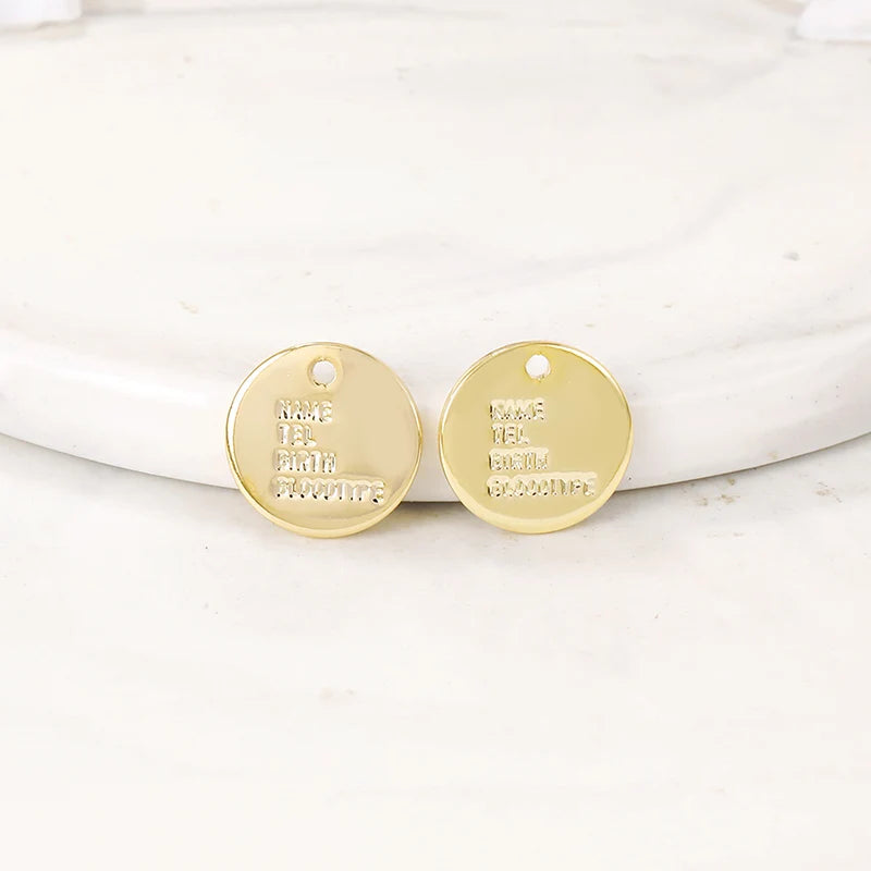 Brass Plated Round Charms Pendants for DIY Jewelry