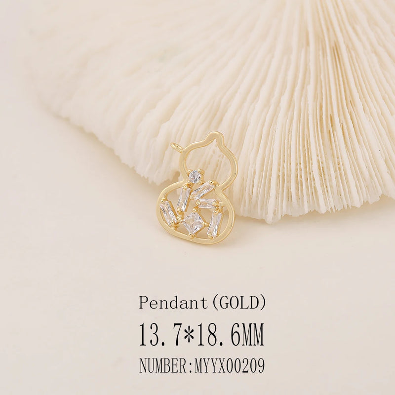 Brass Zircon Gourd Charms Necklace Bracelet Earring DIY Jewelry Making