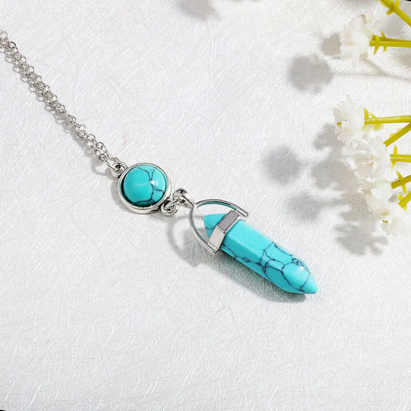 Crystal Healing Point Hexagonal Necklace DIY Gemstone Quartz Pendant