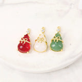 Brass and Opal Calabash Charms Pendants Necklace Bracelet Earring DIY Jewelry
