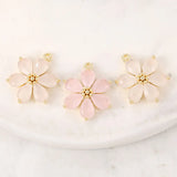 Brass & Opal Flower Charms Pendant DIY Jewelry Accessories