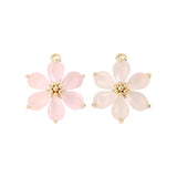 Brass & Opal Flower Charms Pendant DIY Jewelry Accessories