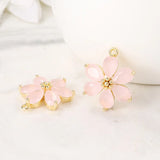 Brass & Opal Flower Charms Pendant DIY Jewelry Accessories