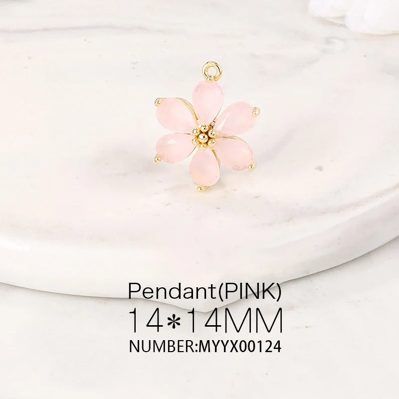 Brass & Opal Flower Charms Pendant DIY Jewelry Accessories