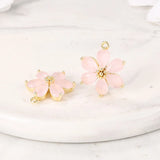Brass & Opal Flower Charms Pendant DIY Jewelry Accessories