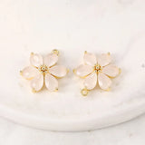 Brass & Opal Flower Charms Pendant DIY Jewelry Accessories