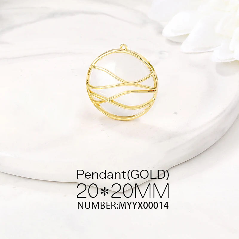 Brass & OPAL Round Charms Pendants for Necklace & Bracelet Earring DIY