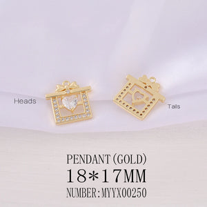 Brass Zircon Bag Charms Necklace Bracelet Earring DIY Jewelry Parts