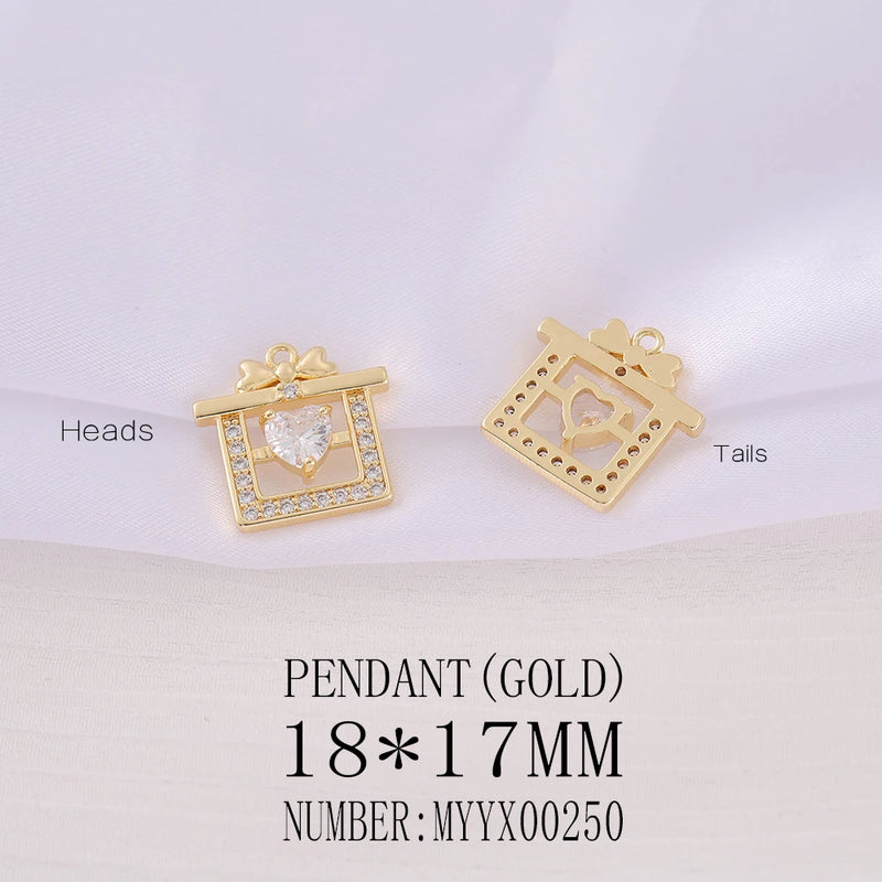 Brass Zircon Bag Charms Necklace Bracelet Earring DIY Jewelry Parts