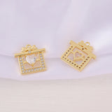 Brass Zircon Bag Charms Necklace Bracelet Earring DIY Jewelry Parts