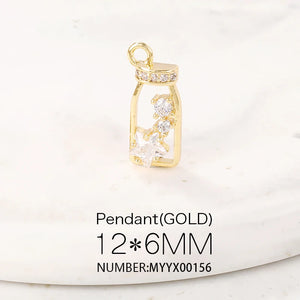 Brass Zircon Bottle Charms Pendants Necklace Bracelet Earring DIY Jewelry
