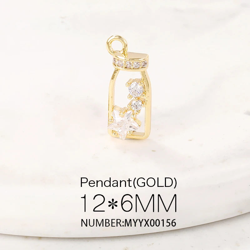 Brass Zircon Bottle Charms Pendants Necklace Bracelet Earring DIY Jewelry