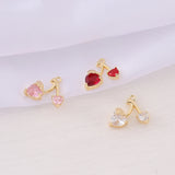 Brass and Zircon Cherry Charms Necklace DIY Jewelry Parts