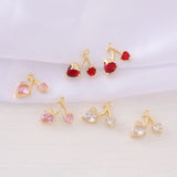 Brass and Zircon Cherry Charms Necklace DIY Jewelry Parts