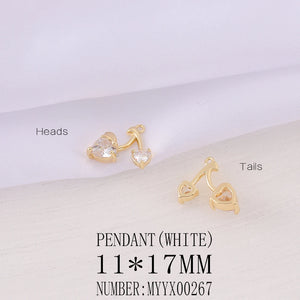 Brass and Zircon Cherry Charms Necklace DIY Jewelry Parts