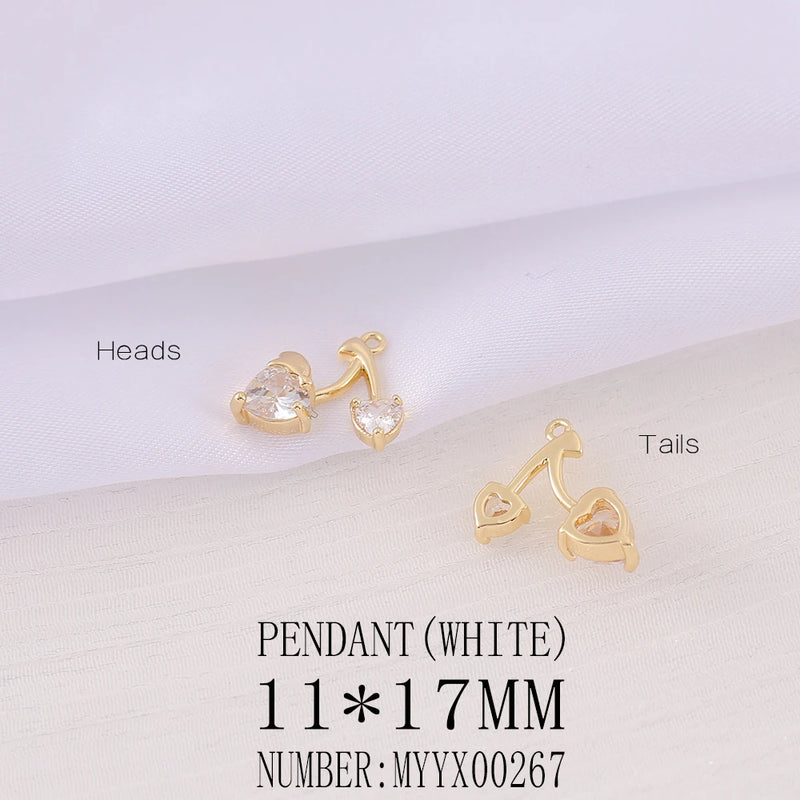 Brass and Zircon Cherry Charms Necklace DIY Jewelry Parts
