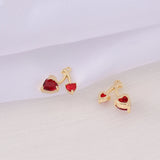 Brass and Zircon Cherry Charms Necklace DIY Jewelry Parts