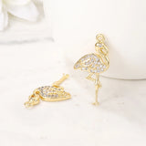 Brass & Zircon Flamingo Charms Pendant Necklace Bracelet Earring DIY Jewelry