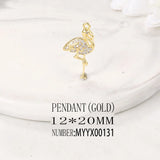 Brass & Zircon Flamingo Charms Pendant Necklace Bracelet Earring DIY Jewelry