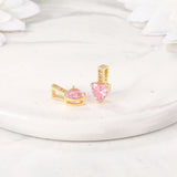 Brass & Zircon Heart Charms Pendants Set for DIY Jewelry