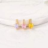 Brass & Zircon Heart Charms Pendants Set for DIY Jewelry