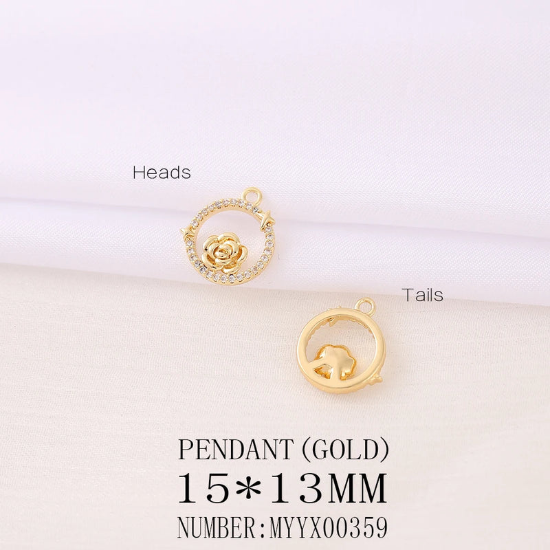 Rose Charms Pendant Necklace Bracelet Earring DIY Jewelry Parts