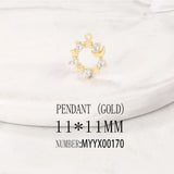 Brass & Zircon Round Charms Pendants for DIY Jewelry