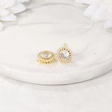 Brass Zircon Round Charms Pendant Necklace Bracelet Earring Diy Jewelry