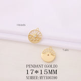 Brass and Zircon Round Charms Pendants for DIY Jewelry