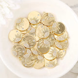Brass Zircon Round Charms Pendants Necklace Bracelet Earring DIY Jewelry