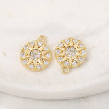Brass Zircon Round Charms Pendants for Jewelry Making