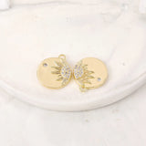 Brass Zircon Round Charms Pendants Necklace Bracelet Earring DIY Jewelry