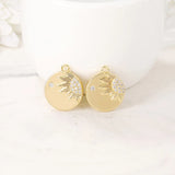 Brass Zircon Round Charms Pendants Necklace Bracelet Earring DIY Jewelry