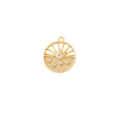Brass and Zircon Round Charms Pendants for DIY Jewelry