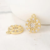 Brass Zircon Round Charms Pendants for Jewelry Making