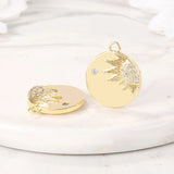 Brass Zircon Round Charms Pendants Necklace Bracelet Earring DIY Jewelry