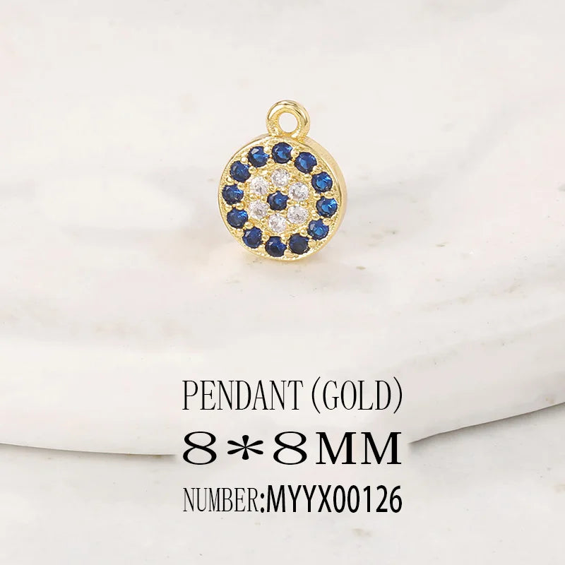Brass & Zircon Round Charms Pendants DIY Jewelry Accessories