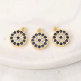 Brass & Zircon Round Charms Pendants DIY Jewelry Accessories