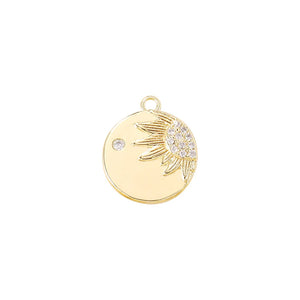 Brass Zircon Round Charms Pendants Necklace Bracelet Earring DIY Jewelry