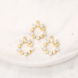 Brass & Zircon Round Charms Pendants for DIY Jewelry