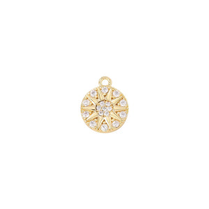 Brass Zircon Round Charms Pendants for Jewelry Making