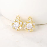 Brass Zircon Round Charms Pendants Necklace Bracelet Earring DIY